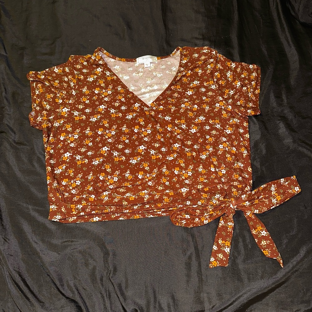 no-comment Brown Floral Wrapped Waist